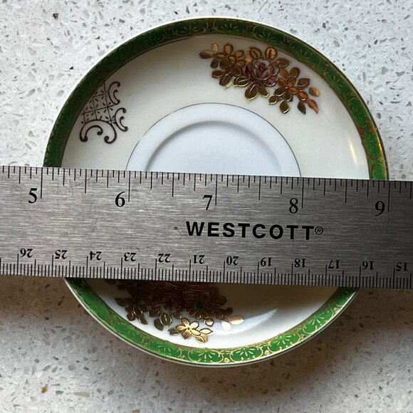 Hand Painted SGK China Demitasse Cup & Saucer Set With Gold & Green Floral Desig - Picture 7 of 10